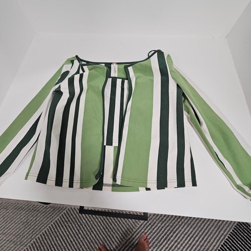 Free people green white 2 piece top